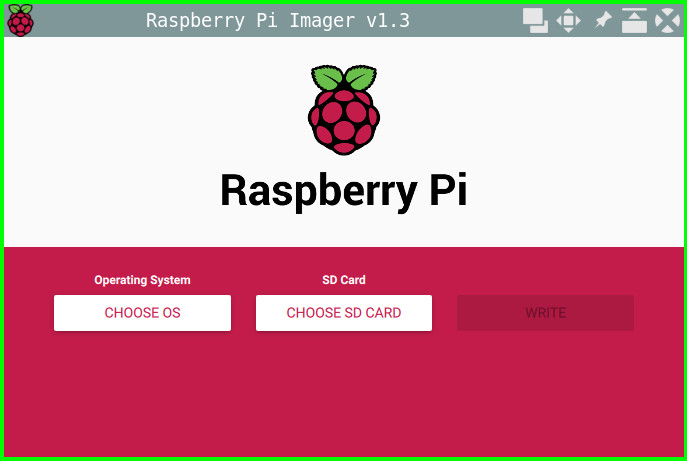 Menu principal do Raspberry Pi Imager